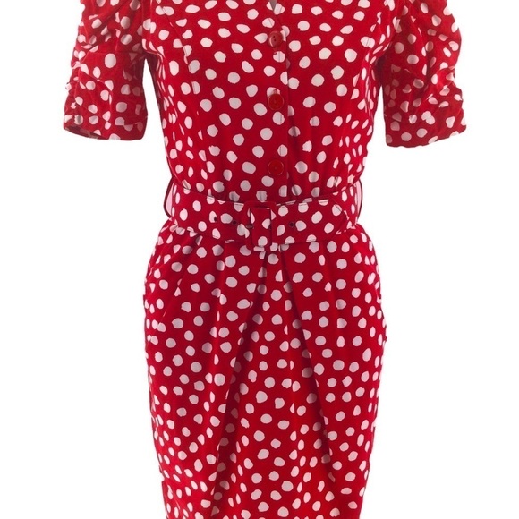Choon Vintage 1980s red & white polka dot dress - Picture 3 of 16